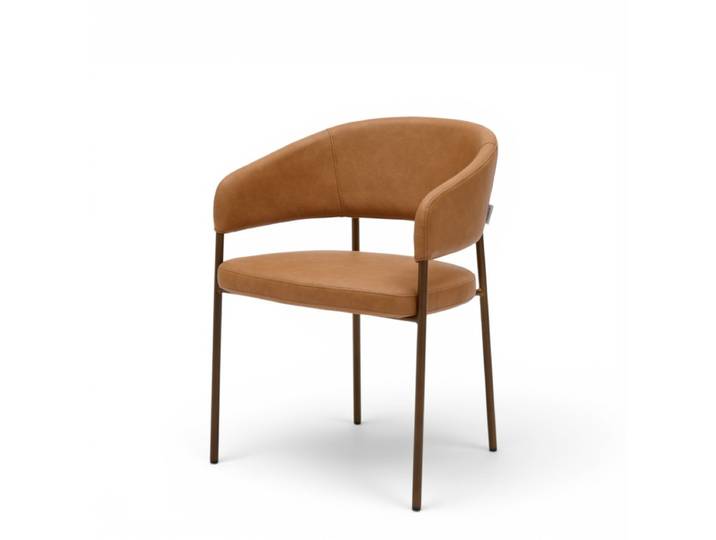 Fauteuil d'intérieur CAPRI - Similicuir Marron - Pieds marrons