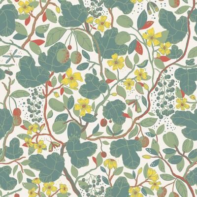A-Street Prints Ewald Turquoise Garden Vines Wallpaper