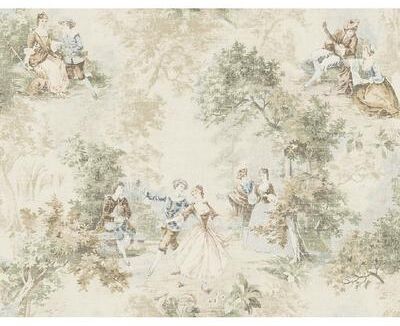 Seabrook Designs Cora Vintage Toile Unpasted Wallpaper