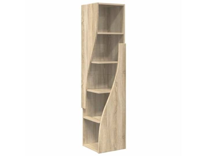 QINXIXINAIXI Eckschrank 32x32x140 cm Holzwerkstoff Sonoma-Eiche Platzsparendes Eckdesign, matte Oberfläche, Wandbefestigung, Stauraum für Bücher und Deko, Wohnzimmer