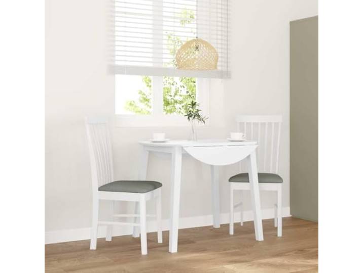 KGHFDVB Esszimmerstühle mit Kissen 2 STK. Weiß Massivholz Gummibaum Ergonomische Rückenlehne, stabile Holzkonstruktion, vielseitig einsetzbar, natürliche Optik, langlebiges Material