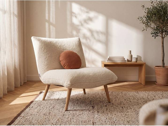 Sessel aus Kunstfell - Beige - PEPITA