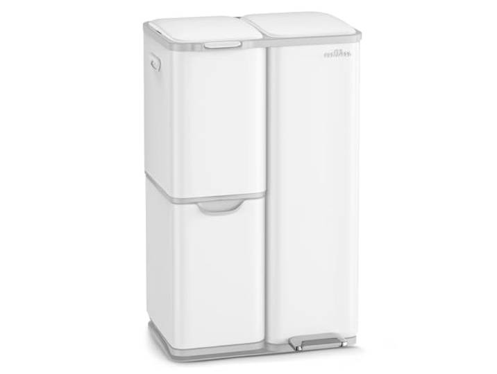 mVm Mülleimer Küche,60 Liter Treteimer,3 Fächer, Mülltrennsystem, Abfalleimer Küche mit Inneneimer aus Kunststoff,Metall,Klappdeckel, Softclose, Luftdicht