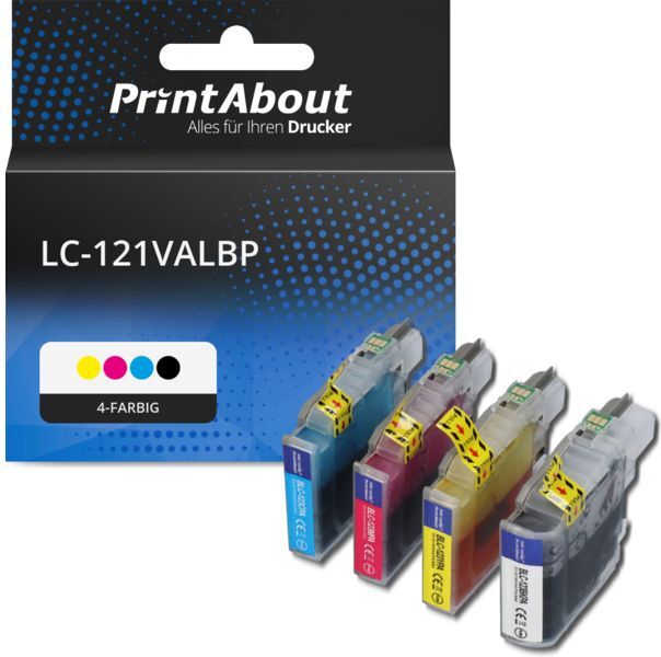 PrintAbout Druckerpatrone kompatibel mit Brother LC-121VALBP - 4-farbig - Multipack