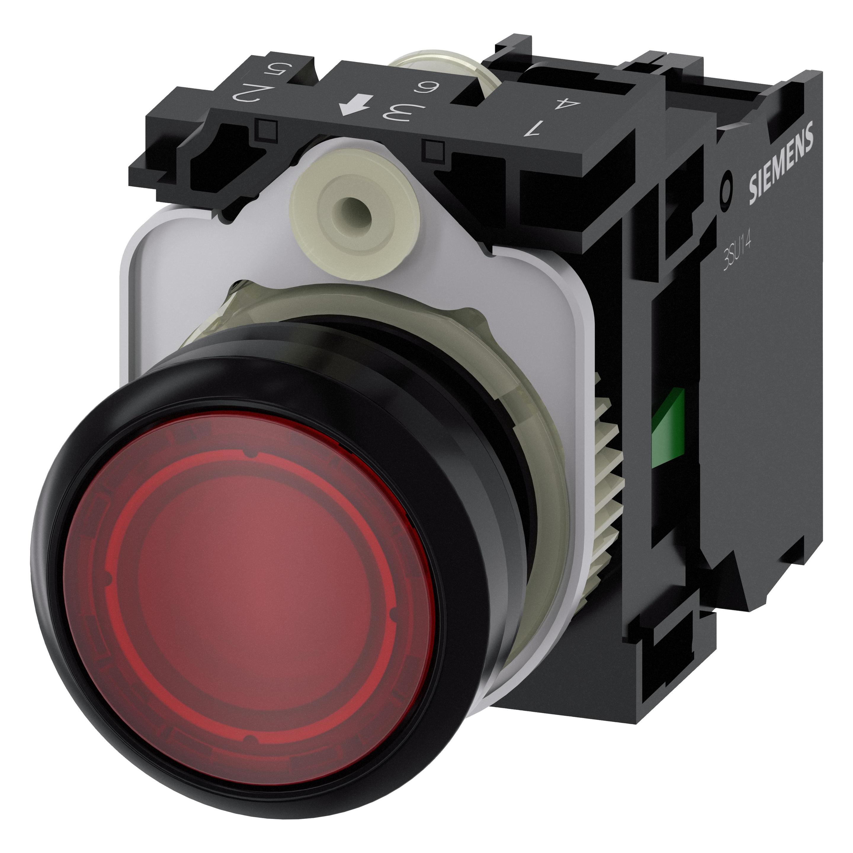 Siemens Ill pushbutton 22mm red 1NO (3SU1102-0AB20-1BA0)