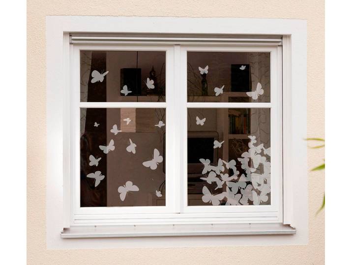 Fensterbild KOMAR Schmetterlinge , grau, B:31cm H:31cm, Kunststoff, Fensterbilder, Fensterbild, 31x31 cm, selbsthaftend