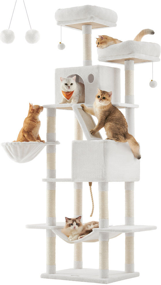 FEANDREA 206 cm H Cat Tree / Condo White 206cm H X 60cm W X 50cm D
