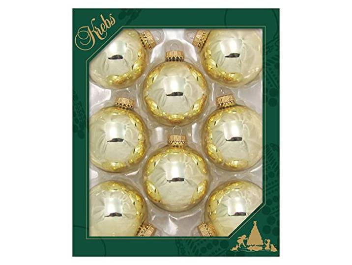 Christmas by Krebs Made in USA Designer Nahtlose Christbaumkugeln aus Glas Traditionell 2 5/8 (67mm) Tiffany Gold