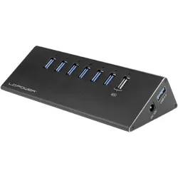 LC-Power LC-HUB-2B-7 (USB-A, 7 Ports), Dockingstation + USB Hub, Schwarz