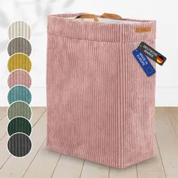 Lycce Wäschekorb Cord – Nischenwäschekorb   platzsparend & praktisch   waschbare Bezüge   faltbarer Wäschesammler   Schlafzimmer, Kinderzimmer & Badezimmer