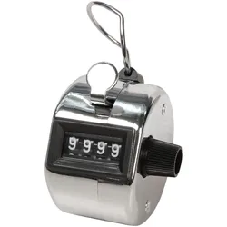 Mechanischer Handzähler, Metallgehäuse mit Ring, 0-9999