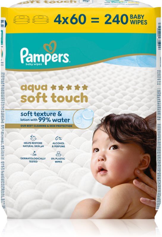 Pampers Aqua Soft Touch wet cleansing wipes for children 4x60 pc