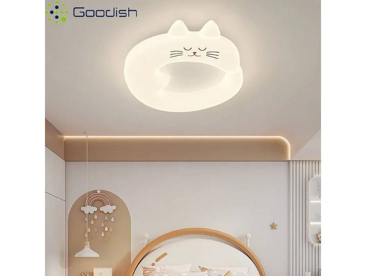 Lampes de plafond LED modernes minimalistes pour la protection des yeux, mignonnes lampes de chat, art créatif, lampes peintes pour la décoration de la chambre à coucher, lustres