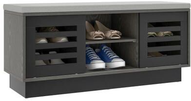 Costway Shoe Bench with 6 Storage Compartments and 3 Adjustable Shelves-Gray