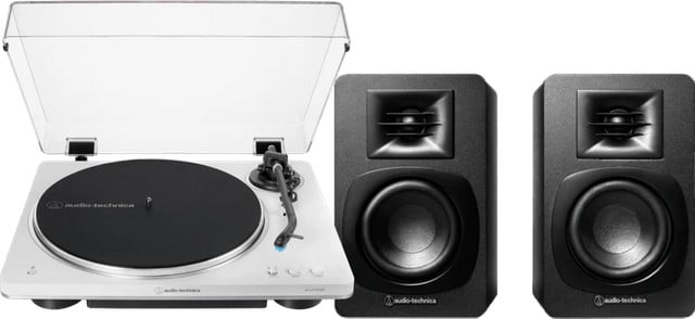 Audio Technica AT-LP70xBT Wit en Audio-Technica ATH-SP3X Zwart