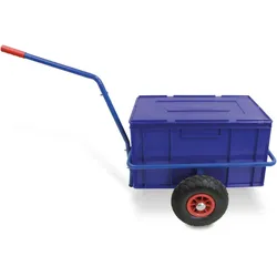 BRB Handwagen mit herausnehmbarer Kunststoffkiste 600 x 400 x 320 mm in blau