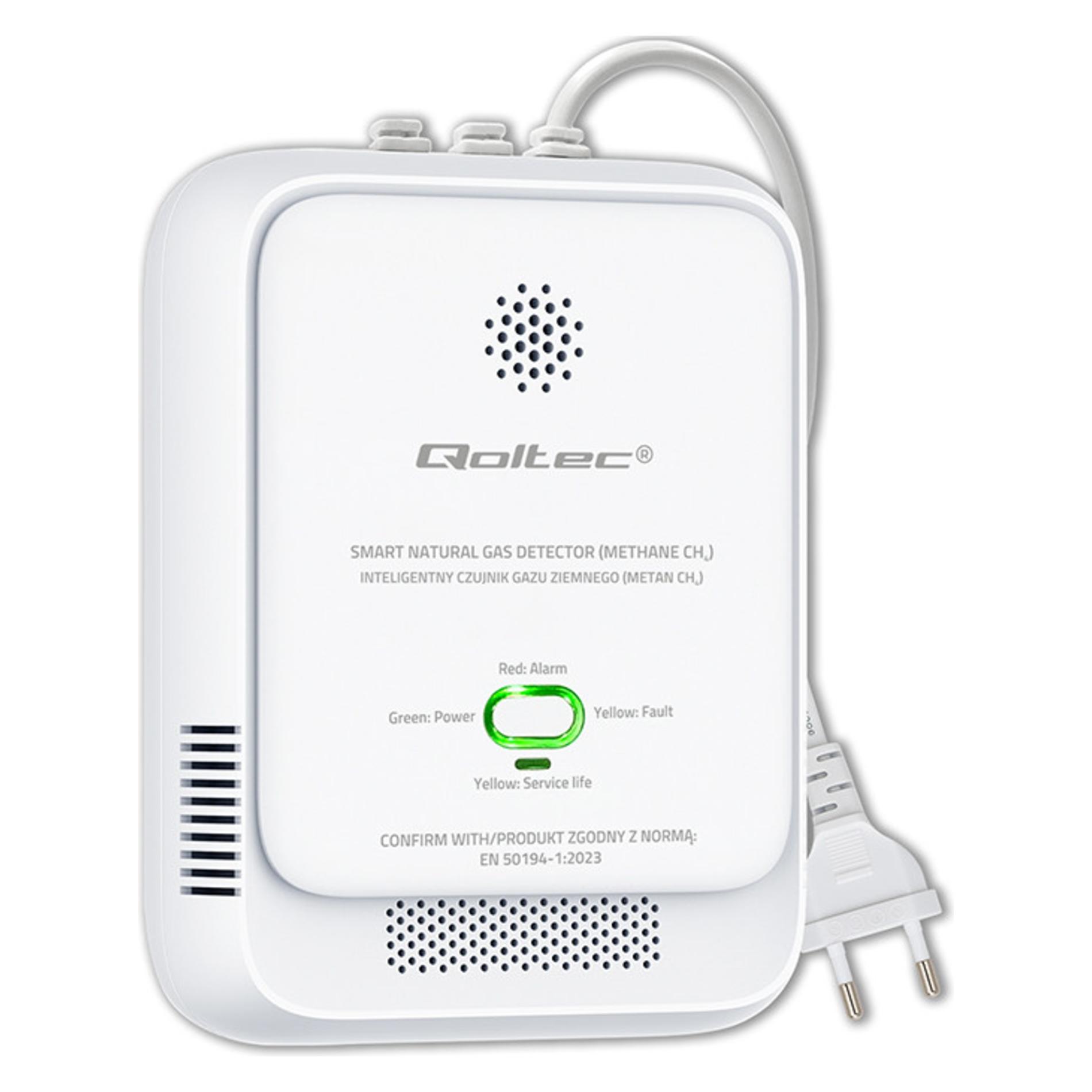 Qoltec Czujnik wycieku gazu ziemnego | detektor CH4 | NG | alarm 85dB | LED (52650)