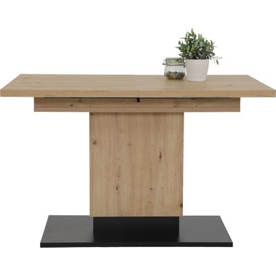 Säulen-Esstisch HELA "Lorena T", schwarz (artisan eiche, schwarz, artisan eiche, schwarz, artisan eiche), B:120cm H:76cm T:80cm, Tische, ausziehbar 120-180 cm