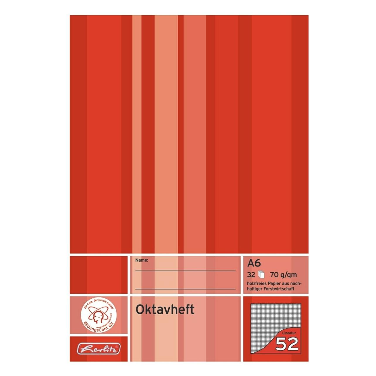 Herlitz Oktavheft x.book, DIN A6, kariert, 70 g/qm, 32 Blatt (A6, Kariert, Harter Einband) (413633)