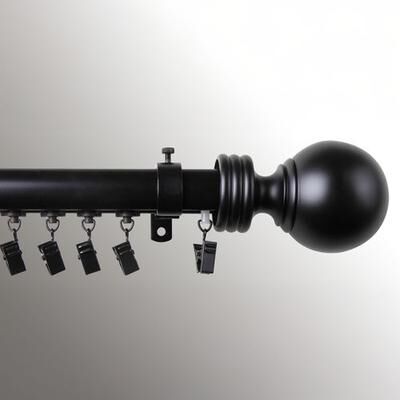 Rod Desyne "Orryn Traverse Curtain Rod Set, 110"" to 156"", Black"