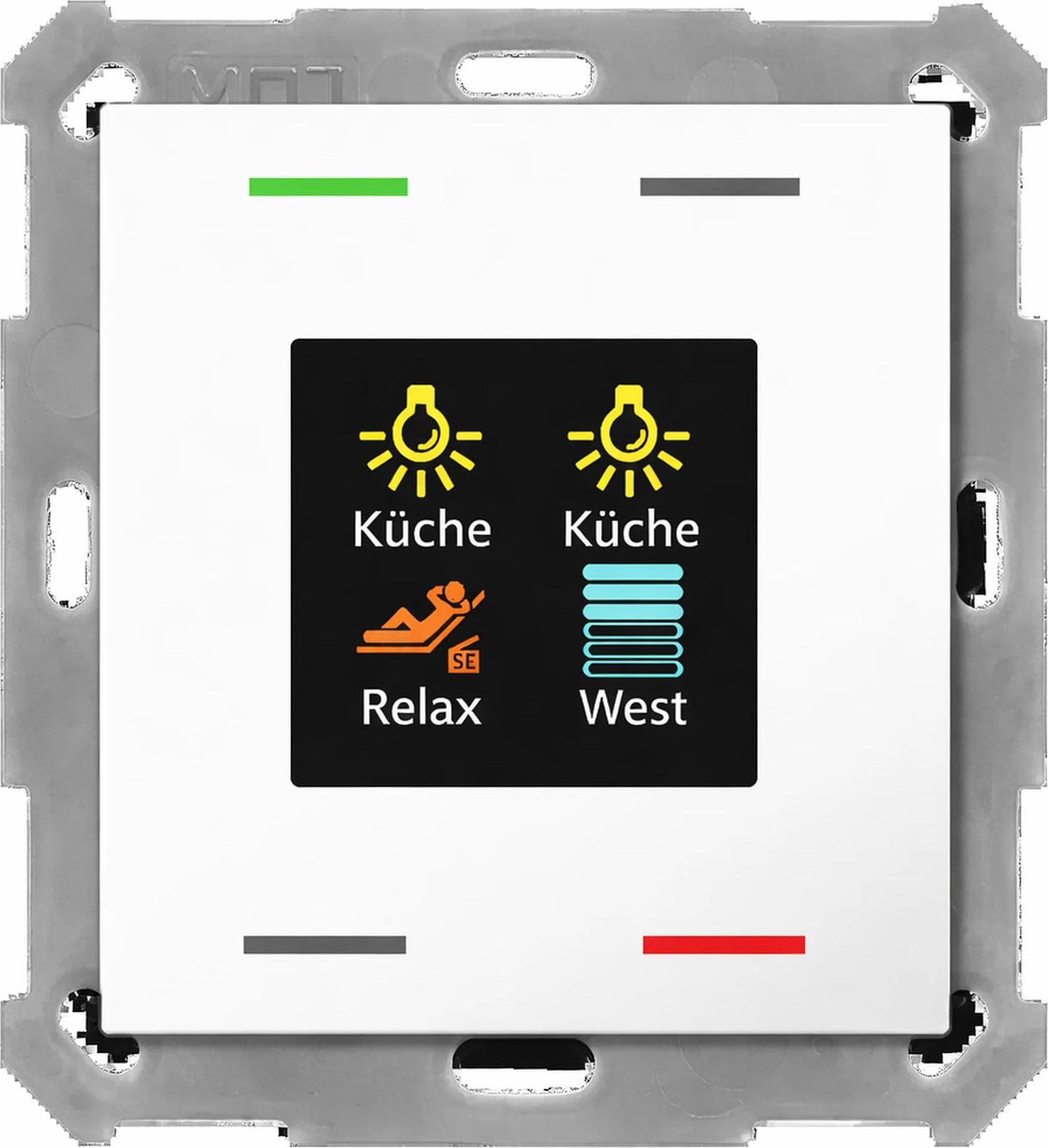 MDT KNX drukknopplaat met kleurendisplay en temperatuursensor, 4 functies, zuiverwit, 55 x 55 mm