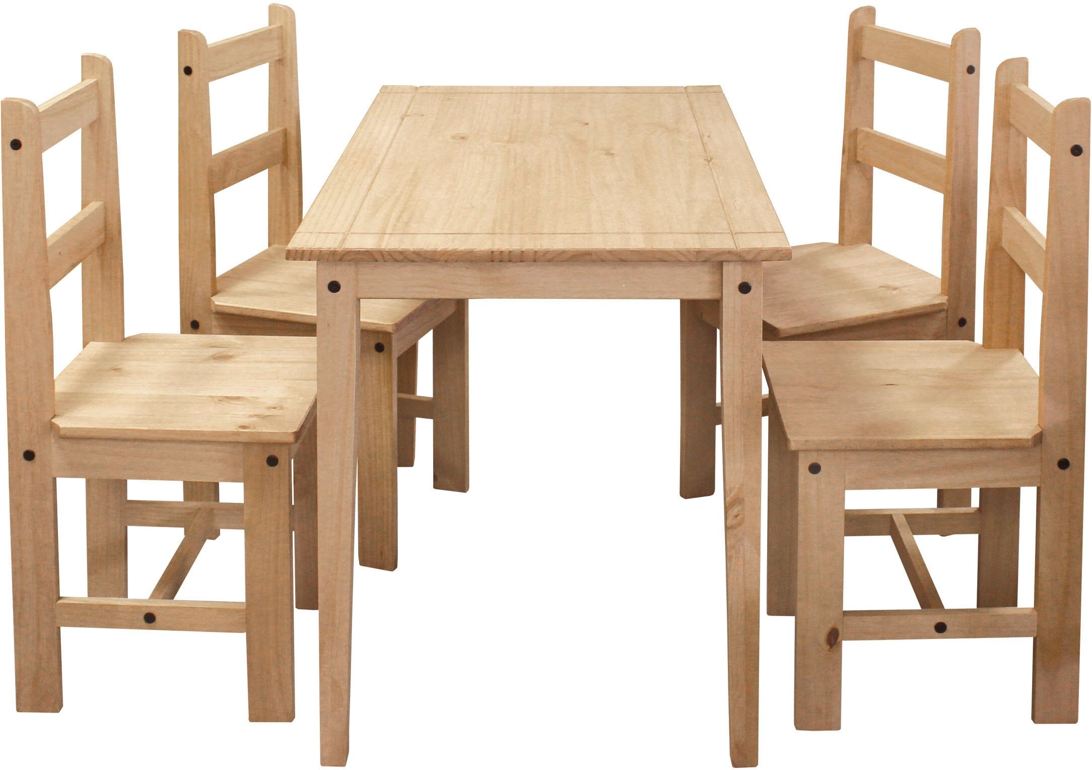 Essgruppe MÖBILIA, beige (natur, natur, natur), B:108cm H:76cm T:65cm, Massivholz, Sitzmöbel-Sets, Essgruppe, Holzoberfläche honigfarbend gewachst