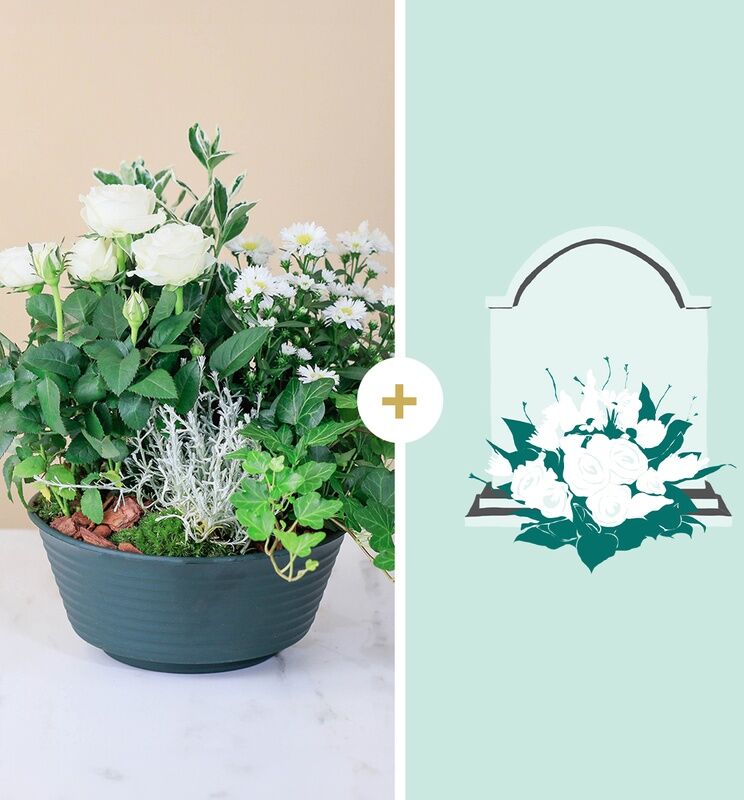 Couple de fleurs livrable sur tombe : Lumineux souvenir - Interflora
