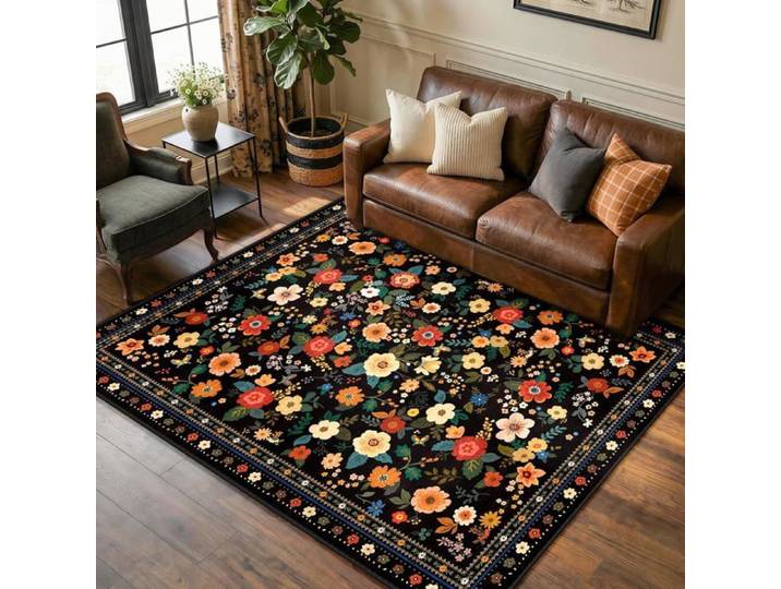 Tapis Lavable Antidérapant 90x150 cm à Poils Courts