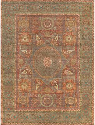 Exquisite Rugs Mamluk hand-knotted New Zealand Wool Rust/Green Area Rug