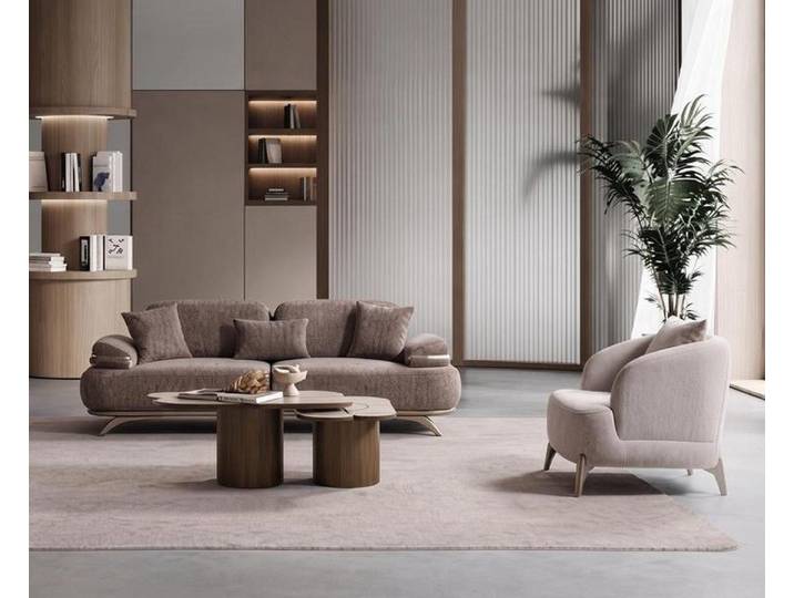 JVmoebel Polstergarnitur Sofa Set Sofa Sessel weich bequem schön modern grau, (Sofa Set, 2-tlg., 2-tlg)