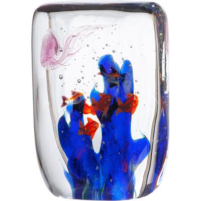 Skulptur GILDE "Dekoobjekt Quader Riff", blau, klar, B:14cm H:20cm T:7cm, Glas, Dekofiguren