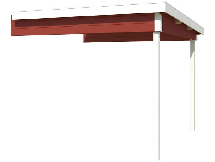 Schleppdach LASITA MAJA Zambezi 250 , rot (schwedenrot), B:2.600cm H:2.106cm T:2.746cm, Massivholz, Gartenhaus-Anbaudächer, Schleppdach, Dachverlängerung 28 mm