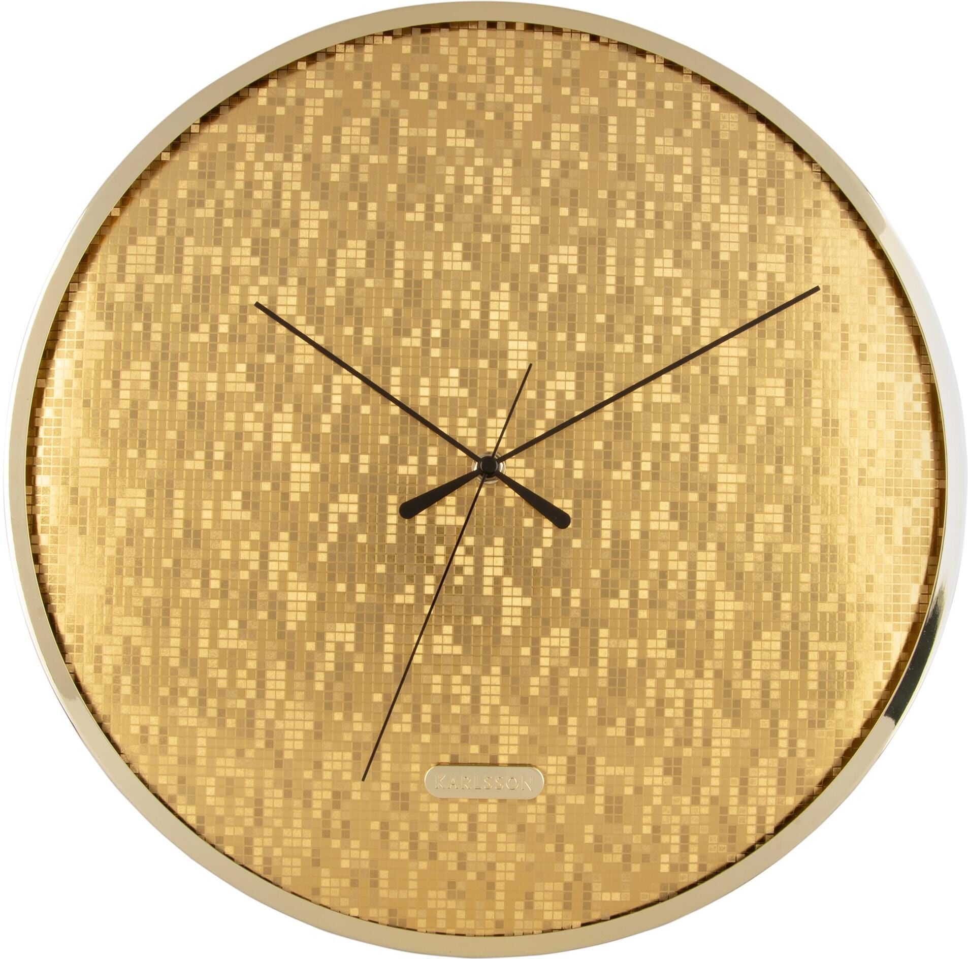 Wanduhr KARLSSON "Disco Bling Bling 40 cm", gold (goldfarben), Wanduhren, Ø 40cm, Wanduhr, T:4,5cm goldfarben Ø 40cm