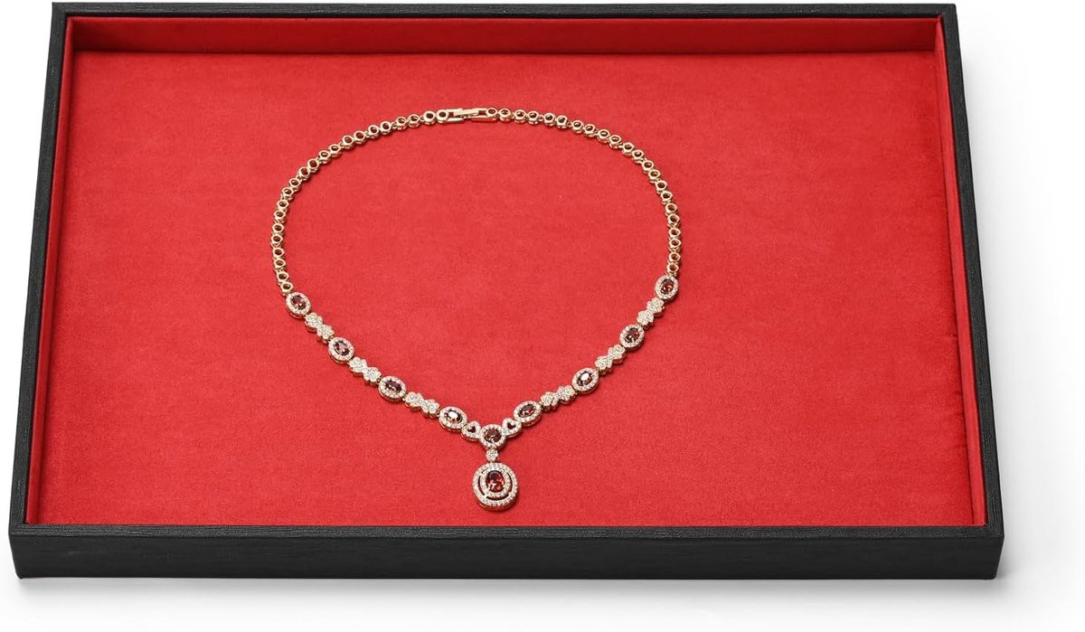 Leren sieradendienblad-organizer voor ringen, armbanden en halskettingen