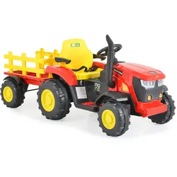 Moni Kinder Elektrotraktor Rancher mit Anhänger, Hupe, Licht, MP3, Fernbedienung rot