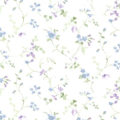Floral Vine Everett 32.7 Ft. x 20.5 In. Vinyl Green Painted Floral Trail Wallpaper Covering