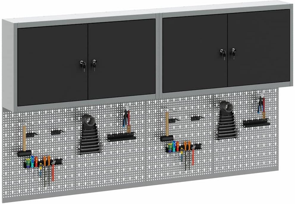 vidaXL Ensemble d'armoires à outils avec étagère 6 pièces Noir