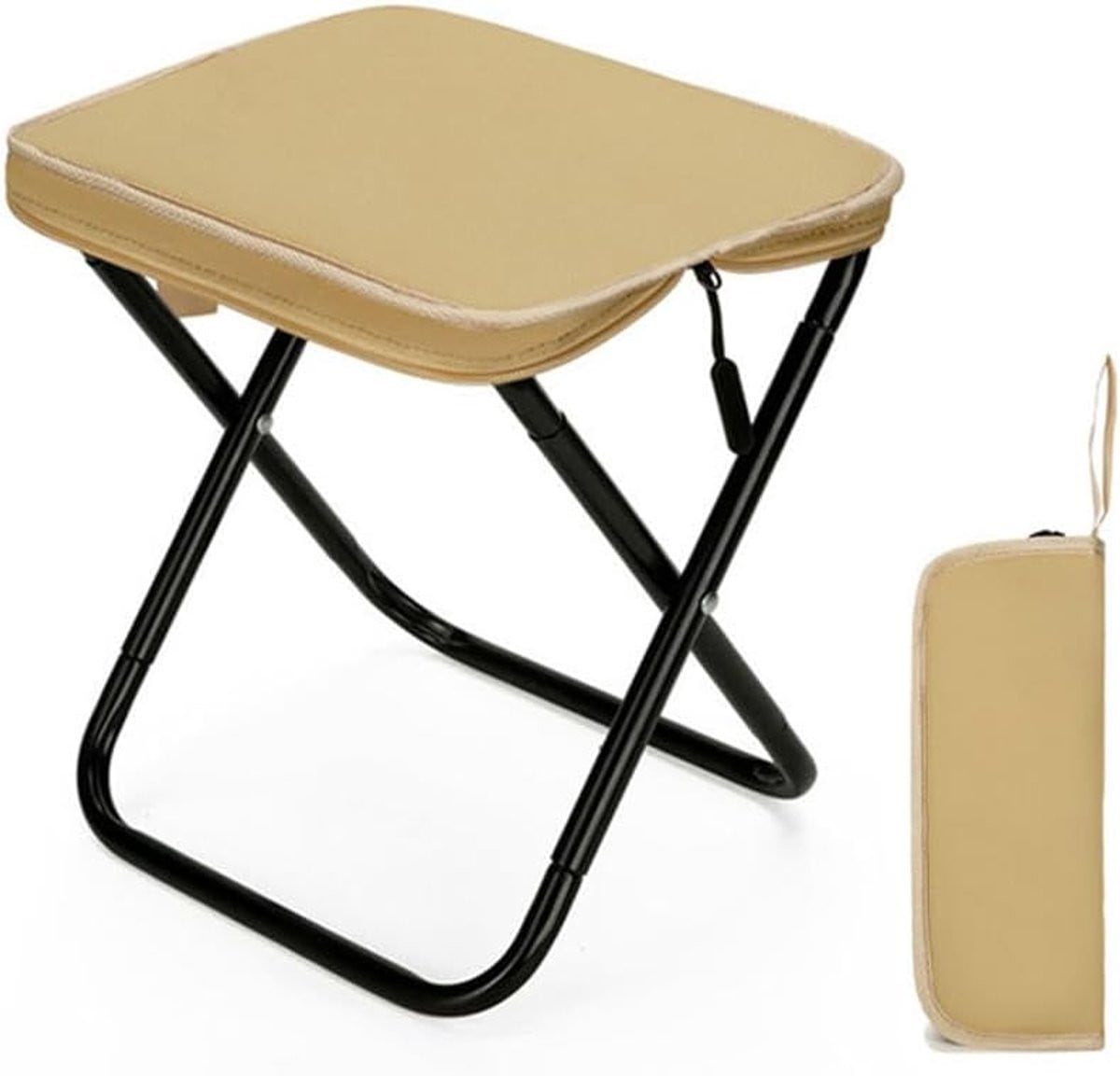 Draagbare opvouwbare campingstoel met opvangtas - Beige