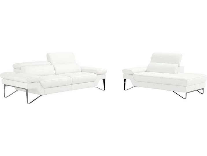 Egoitaliano Polstergarnitur Princess Design und Sitzkomfort im Einklang, bequem und hochwertig, Set aus 2,5 Sitzer und freitehende Ottomane, Kopfstützen verstellbar