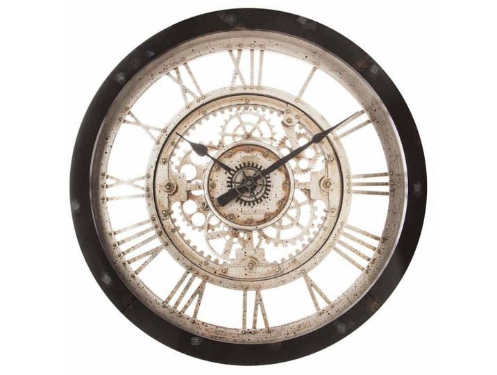 Atmosphera Createur d´interieur Wanduhr industrieller Stil 61,5/61,5/61,5 cm, Braun, Kunststoff, Rund, 61.5x61.5x61.5 cm, Dekoration, Uhren, Wanduhren