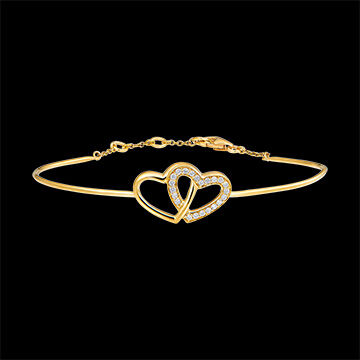 Edenly Armreif Kostbares Geheimnis - Verliebte Herzen - 9 Karat Gelbgold und Di