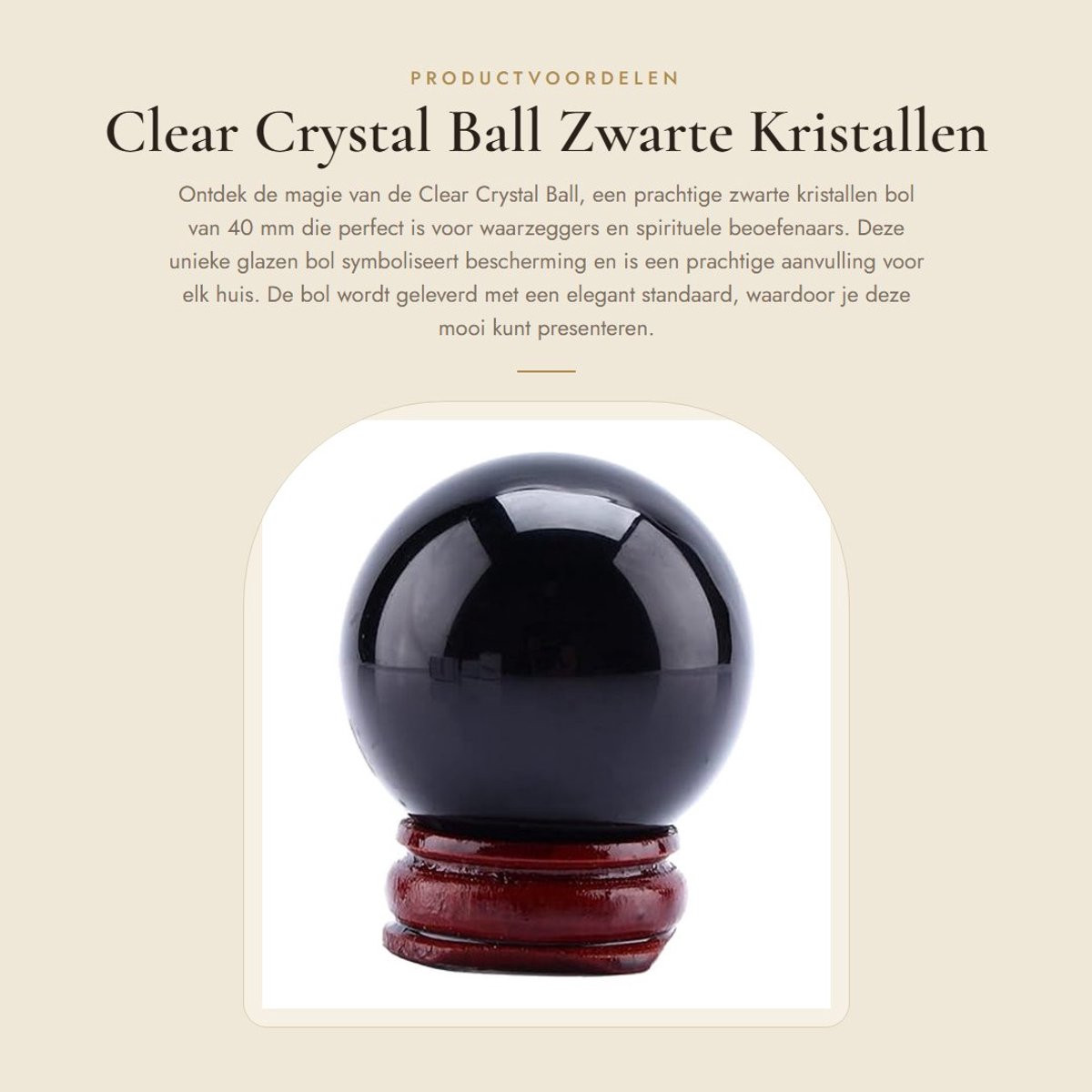 Dailygoods Kristallen Bol 40mm Zwart Kristal met Stand