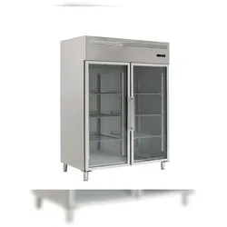 ForCold by FIMAR Belüfteter Kühltisch, 1400 Liter, 2 Glastüren. Abtau auto. T° +0°C/+8°C. Messen 148x83x201 cm. ForCold M-GN1410TNG-FC