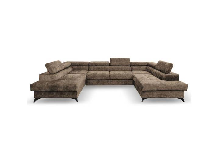 Beautysofa Wohnlandschaft Sorento U mit Schlaffunktion braun, Braun, Metall, U-Form, 345x87x205 cm, Wohnzimmer, Sofas & Couches, Wohnlandschaften, Wohnlandschaften in U-Form