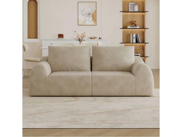 Modenuit Canapé compressé 2 places 190 cm tissu chenille khaki mousse haute élasticité sans montage