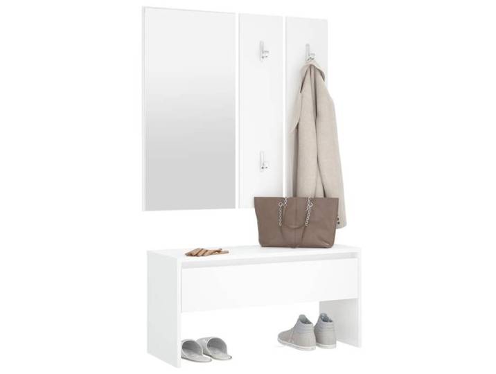 (Blanc)Banc de couloir - Ensemble de meubles de couloir Blanc Bois d'ingénierie - pour maison@FR185114