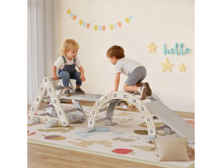 AIYAPLAY Triangle Escalade Enfants 8 en 1 Gris 279x80x69 cm