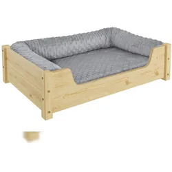 Erst-Holz Kuscheliges Haustierbett 80x50 cm, Kiefer natur V-30.32-K-80x50 mit Rollrost Polster und Matratze