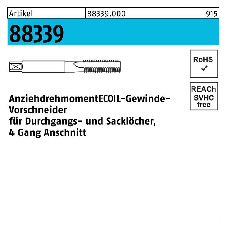 Amecoil Gewindevorbohrer R 88339 M 20 Stahl (883390000200000)