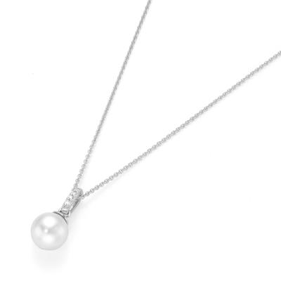Perlenkette "Muschelkernperl Anhänger, Silber 925", weiß, GIORGIO MARTELLO MILANO, Halsketten, Damen, 45cm, Silber 925 (Sterlingsilber), Perlenkette